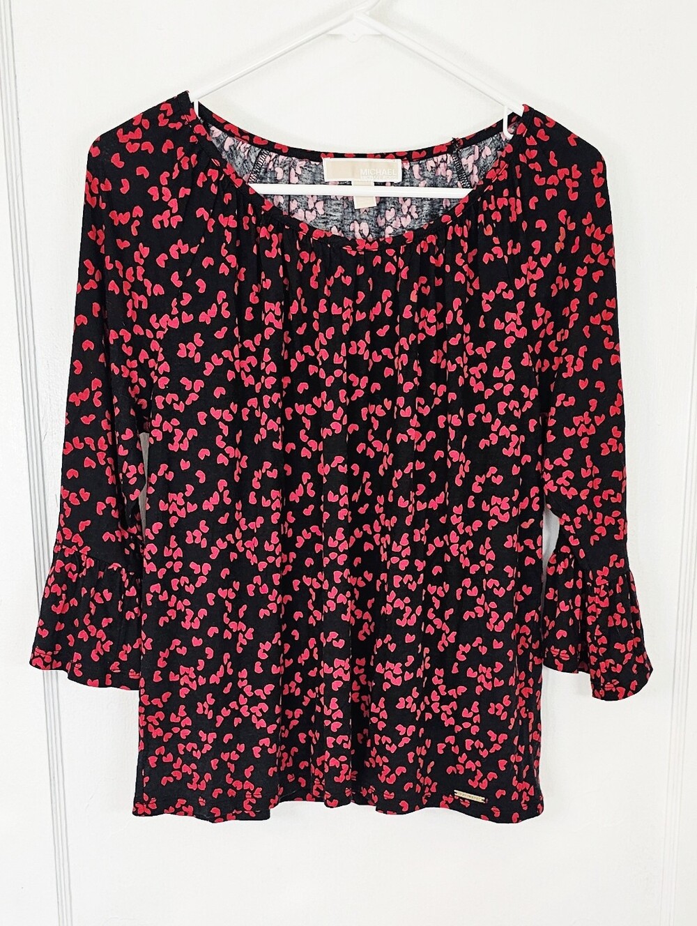 Michael Kors Heart Print Top with Ruffle Sleeves
